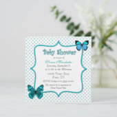 Baby shower van  poladots en Butterflies Kaart (Staand voorkant)