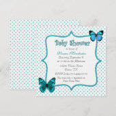 Baby shower van  poladots en Butterflies Kaart (Voorkant / Achterkant)