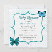 Baby shower van poladots en Butterflies Kaart (Voorkant)