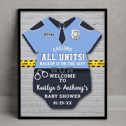 Baby shower van politiebeambte Welkomstbord Poster