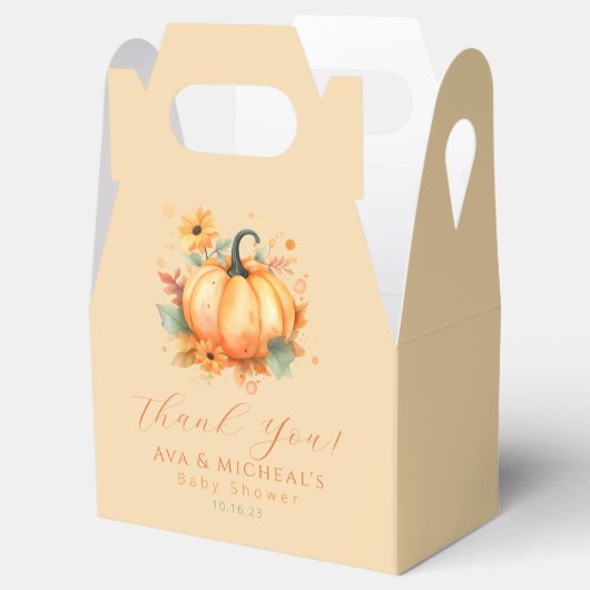 Baby shower van pompoen bedankdoosjes (Geopend)