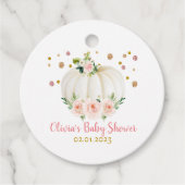 Baby shower van pompoen bedankjes labels (Voorkant)