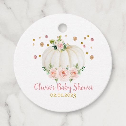 Baby shower van pompoen bedankjes labels (Voorkant)