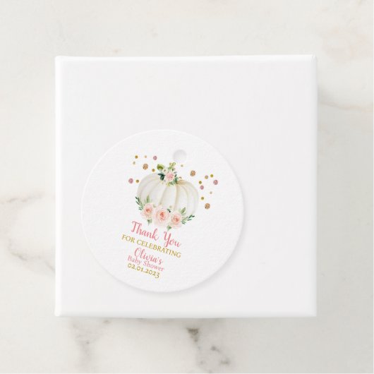 Baby shower van pompoen bedankjes labels (In situ)