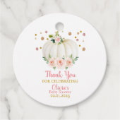 Baby shower van pompoen bedankjes labels (Voorkant)