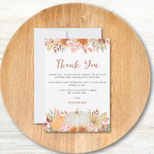 Baby shower van pompoen bedankkaart