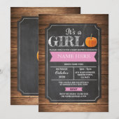 Baby shower van pompoen Het is een meisjesfeest Pi Kaart (Voorkant / Achterkant)