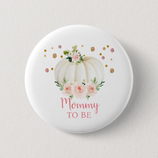 Baby shower van pompoen ronde button 5,7 cm (Voorkant)