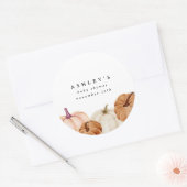 Baby shower van pompoen ronde sticker (Envelop)