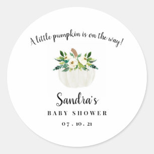 Baby shower van pompoen ronde sticker