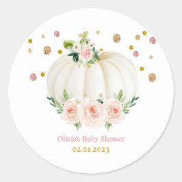 Baby shower van pompoen ronde sticker