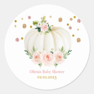 Baby shower van pompoen ronde sticker