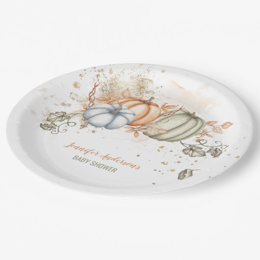 Baby shower van pompoenen papieren bordje (Gekanteld)