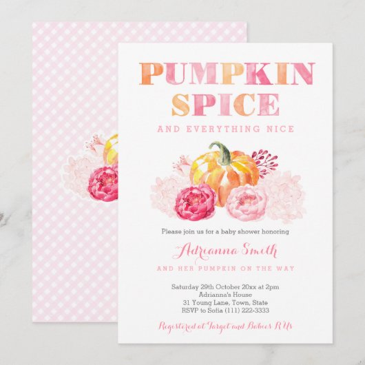 baby shower van pompoenen, pompoenen, pompoenen, v kaart (Voorkant / Achterkant)