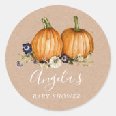 baby shower van pompoenkruid ronde sticker (Voorkant)