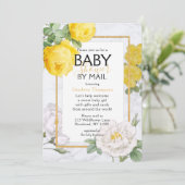 Baby shower van postgele rozenbloemen kaart (Staand voorkant)