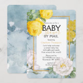 Baby shower van postgele rozenbloemen kaart (Voorkant / Achterkant)