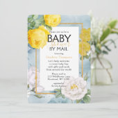 Baby shower van postgele rozenbloemen kaart (Staand voorkant)