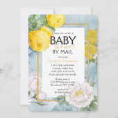 Baby shower van postgele rozenbloemen kaart (Voorkant)