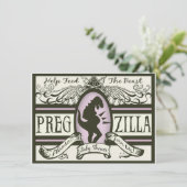 Baby shower van Pregzilla Kaart (Staand voorkant)