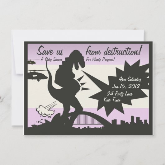 Baby shower van Pregzilla Kaart (Achterkant)