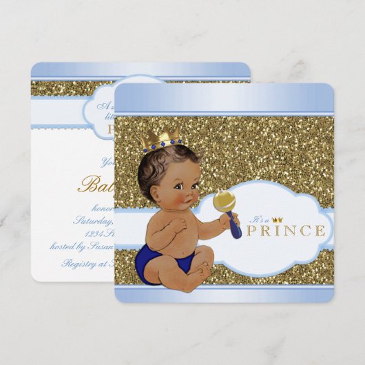 Baby shower van Prince Boy Kaart (Voorkant / Achterkant)