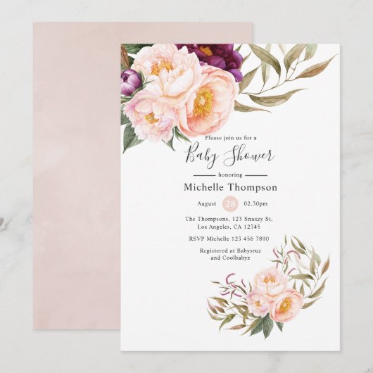 Baby shower van pruimen en doornhaaien kaart (Voorkant / Achterkant)