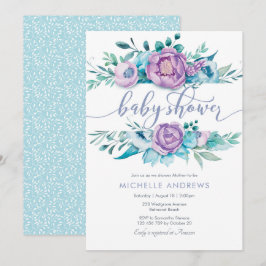 Baby shower van Purple Flowers Uitnodiging