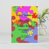 Baby shower van puzzelstukjes kaart (Staand voorkant)