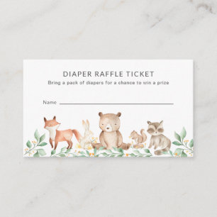 Baby shower van Raffle Cute Woodland Animals Informatiekaartje