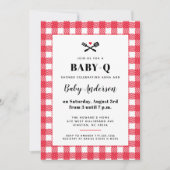 Baby shower van Red and White Gingham Pset BBQ Kaart (Voorkant)