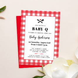 Baby shower van Red and White Gingham Pset BBQ Kaart