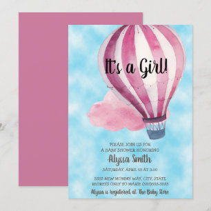 Baby shower van Red Ballon Blue Sky Baby Girl Kaart