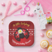  Baby shower van Red en Black Ladybug Daisies Papieren Bordje (Feest)