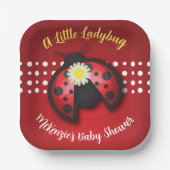  Baby shower van Red en Black Ladybug Daisies Papieren Bordje (Voorkant)