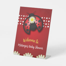 Baby shower van Red en Black Ladybug Daisies Reclamebord Met Voetstuk