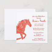 Baby shower van Red Paisley Horse Kaart (Voorkant / Achterkant)