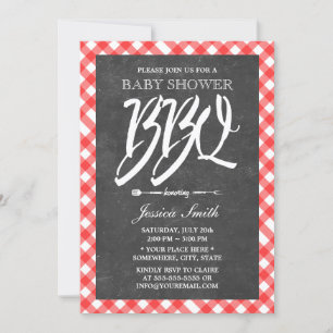 Baby shower van Red Pset & Chalkboard (BBQ) Kaart