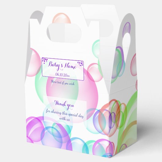 Baby shower van regenboogzeep Bubbles Bedankdoosjes (Geopend)