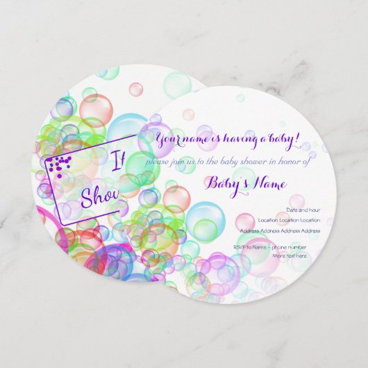 Baby shower van regenboogzeep Bubbles Kaart (Voorkant / Achterkant)