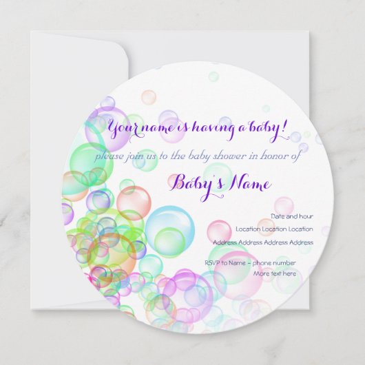 Baby shower van regenboogzeep Bubbles Kaart (Voorkant)