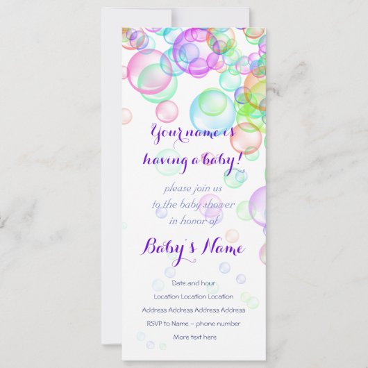 Baby shower van regenboogzeep Bubbles Kaart (Voorkant)