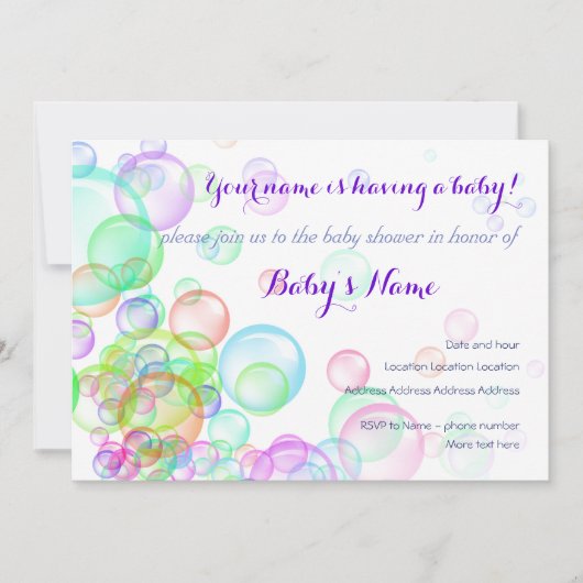 Baby shower van regenboogzeep Bubbles Kaart (Voorkant)