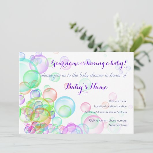 Baby shower van regenboogzeep Bubbles Kaart (Staand voorkant)