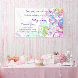 Baby shower van regenboogzeep Bubbles Spandoek
