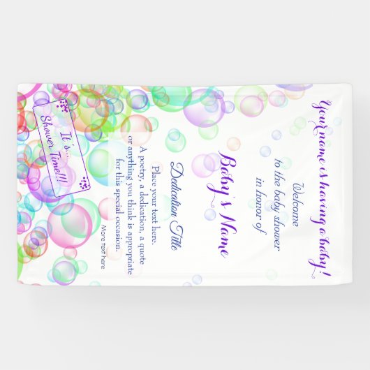 Baby shower van regenboogzeep Bubbles Spandoek (Horizontaal)