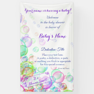 Baby shower van regenboogzeep Bubbles Spandoek