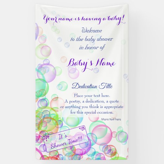 Baby shower van regenboogzeep Bubbles Spandoek (Verticaal)