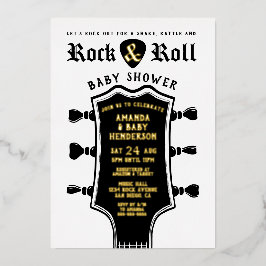 Baby shower van Rock en Roll Guitar Folie Uitnodiging