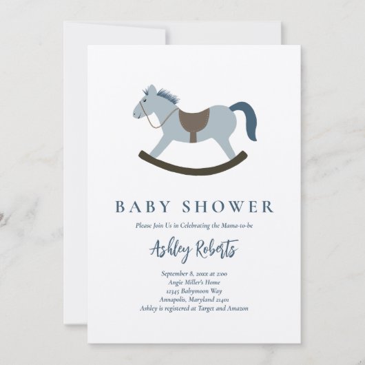 Baby shower van Rocking Horse Blue Kaart (Voorkant)